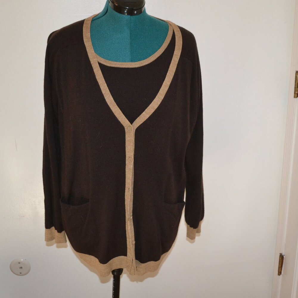 Anne Klein Wool Blend Twin Set L